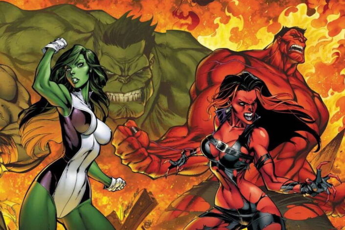 "The Savage She-Hulks" art by J. Scott Campbell